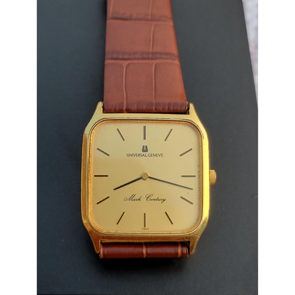 Vintage Universal Geneve Mark Century Watch Square Slim Gold Swiss Quartz Luxury